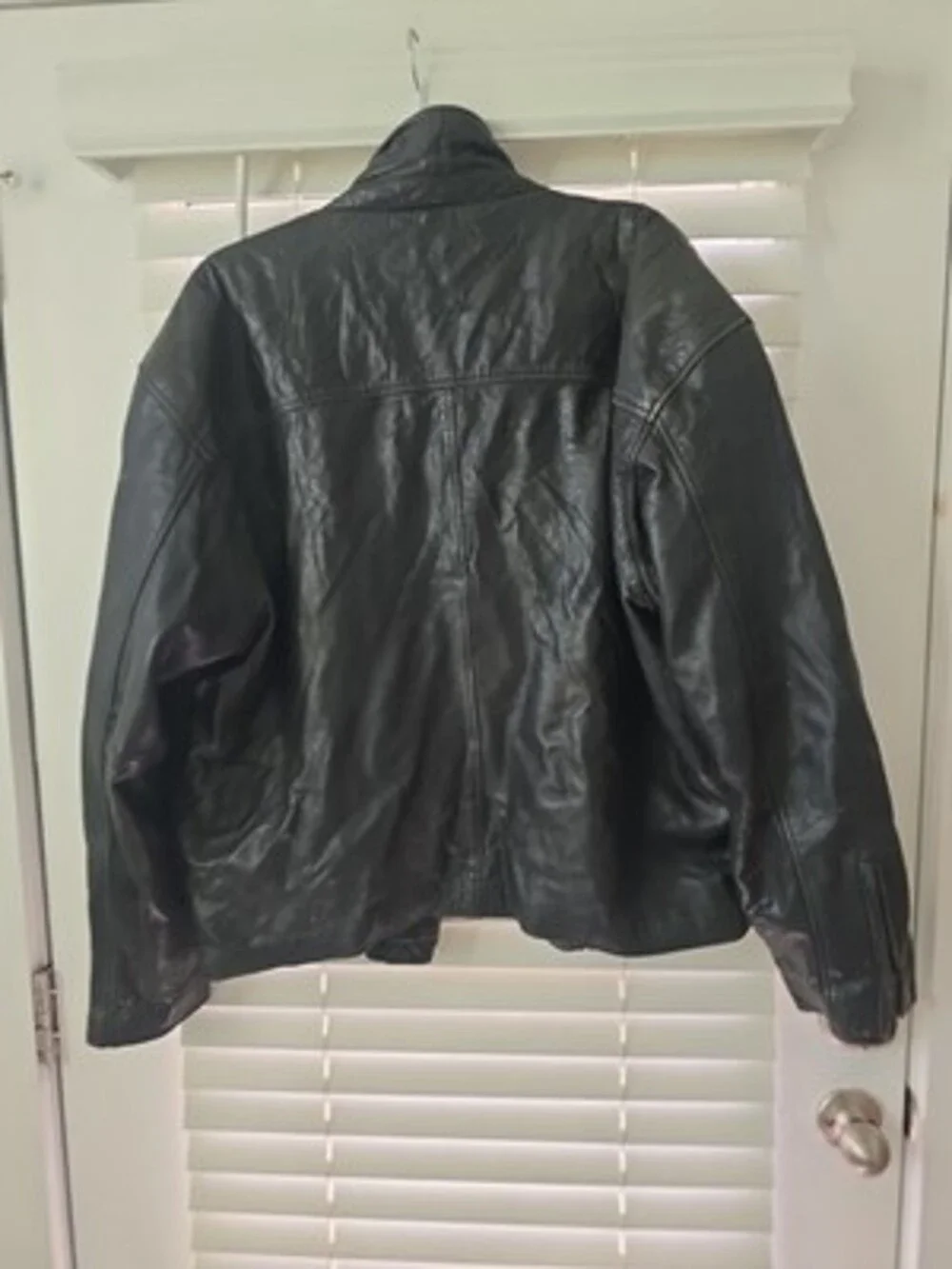Aggio Black Leather Mens Jacket Full Zipper Large Vintage